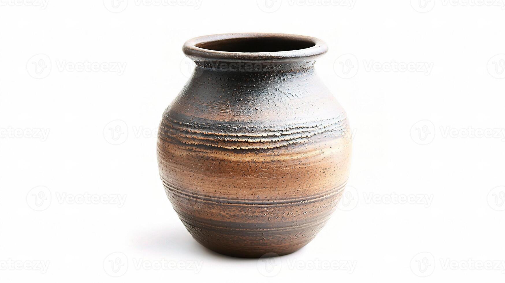 A brown vase with a brown stripe on the side photo