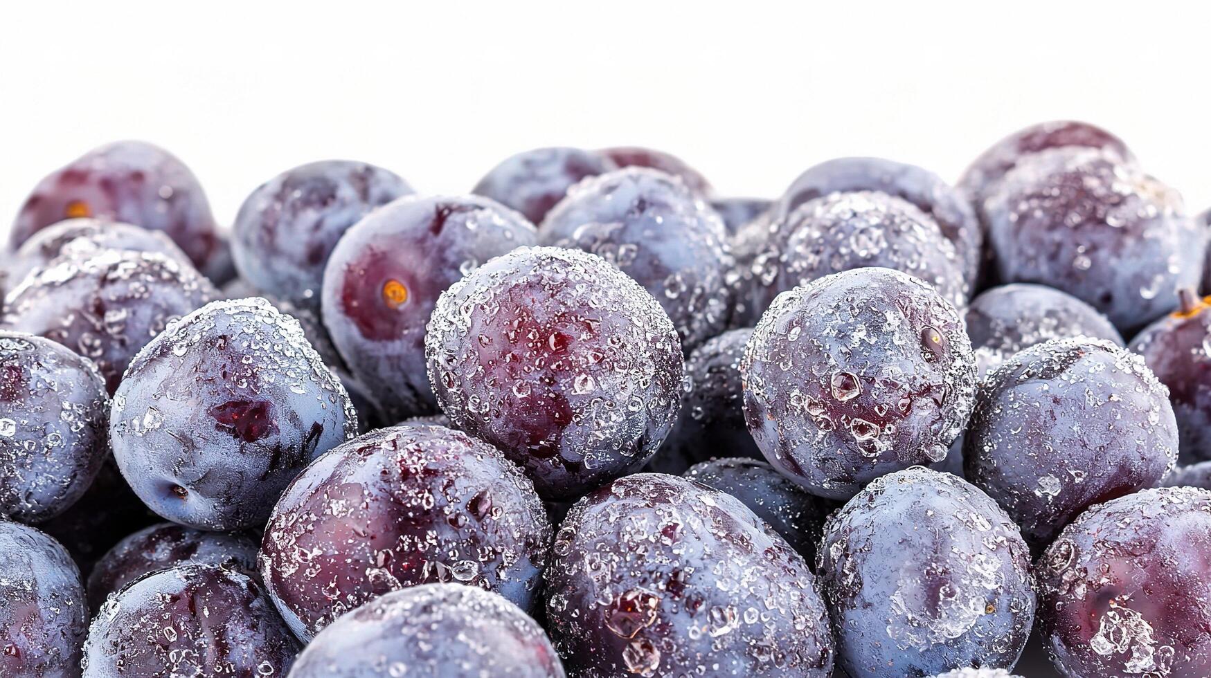 A pile of frozen plums on a white background photo
