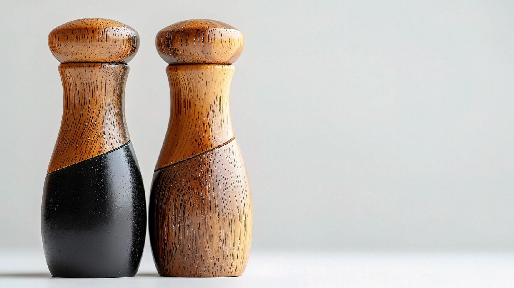 Two wooden salt and pepper shakers photo