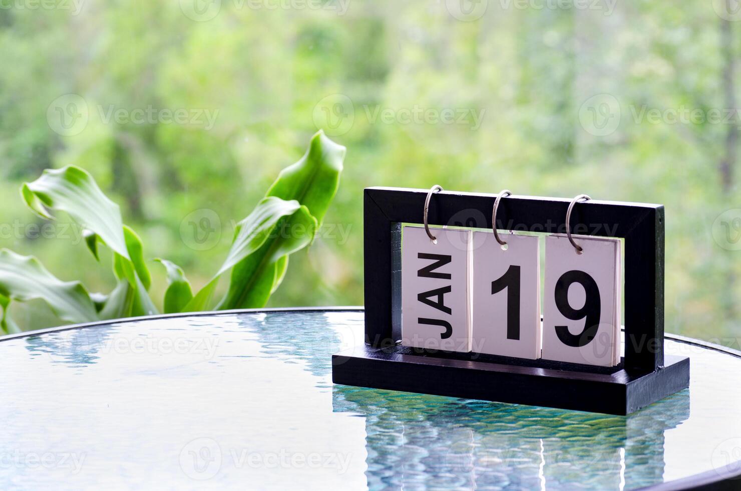 19 January calendar table with blurred nature background. With customizable space for text or ideas photo