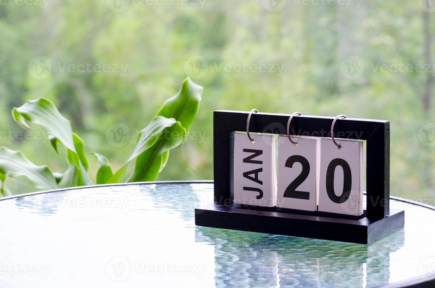 20 January calendar table with blurred nature background. With customizable space for text or ideas photo