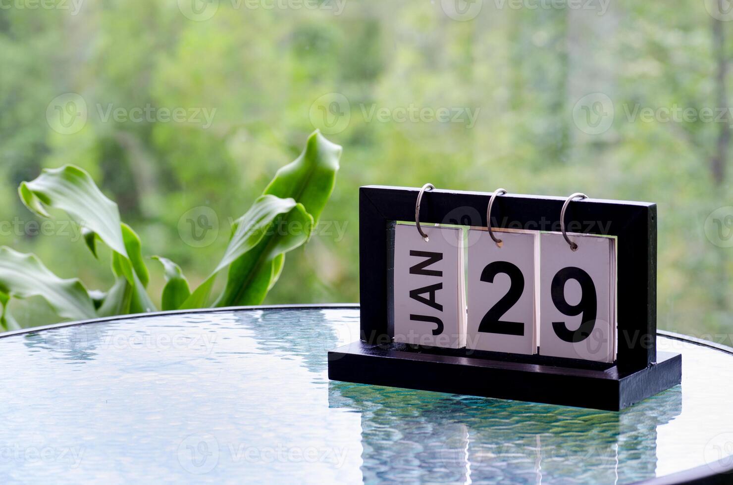 29 January calendar table with blurred nature background. With customizable space for text or ideas photo
