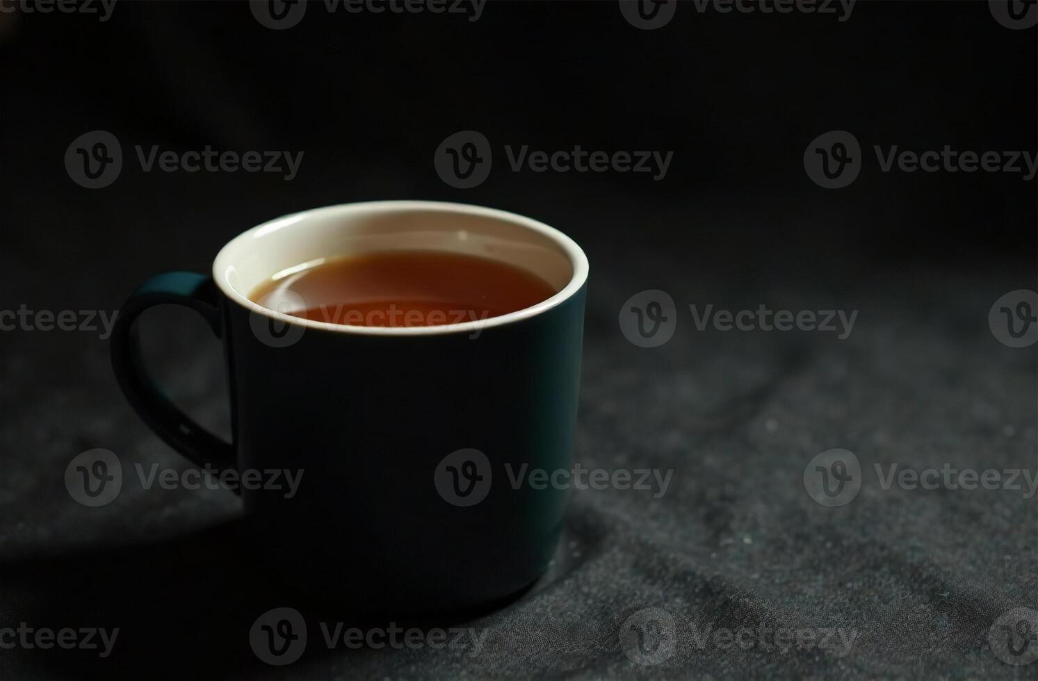 Glass mug warm tea on dark background drink for restaurant menu photo