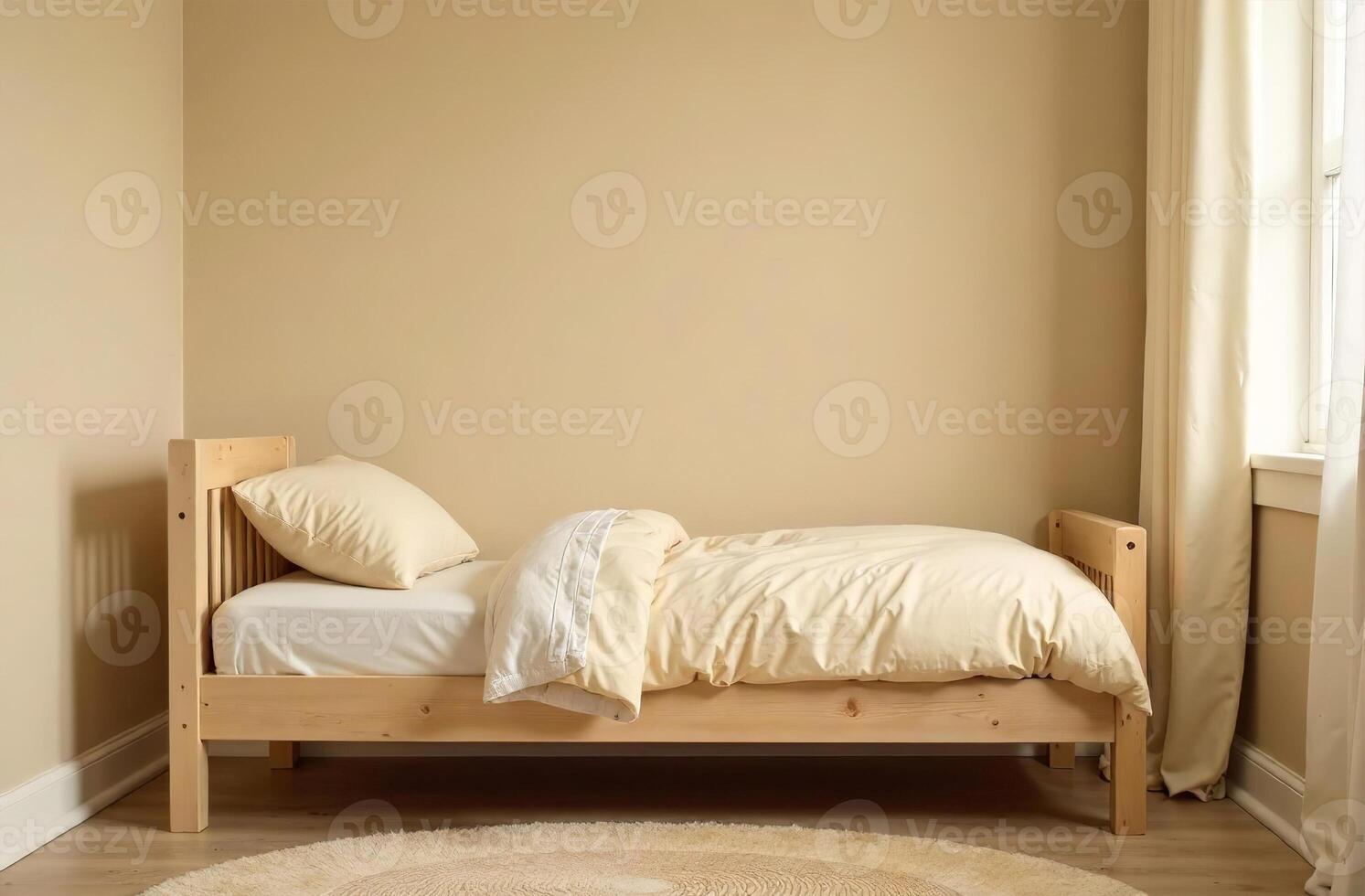 Modern interior of children room beige color, playroom in house cosh photo