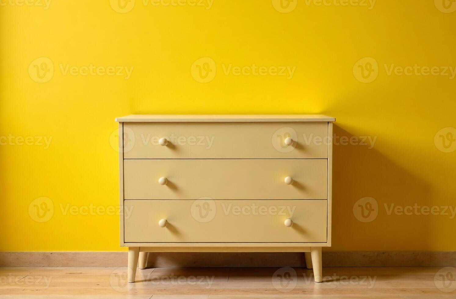 Modern interior of children room yellow color, playroom in cozy house photo