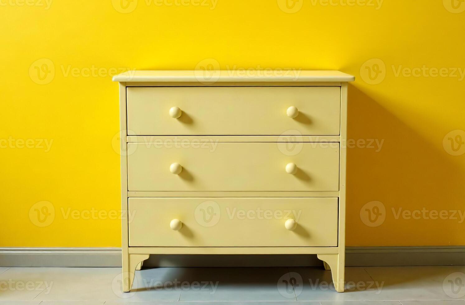 Modern interior of children room yellow color, cozy playroom in house photo