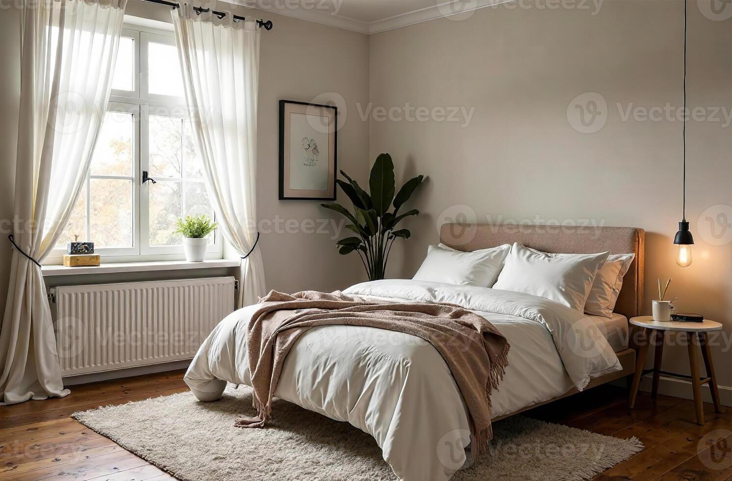Modern Cozy Interior Bedroom Apartment, Comfortable House premises Design photo