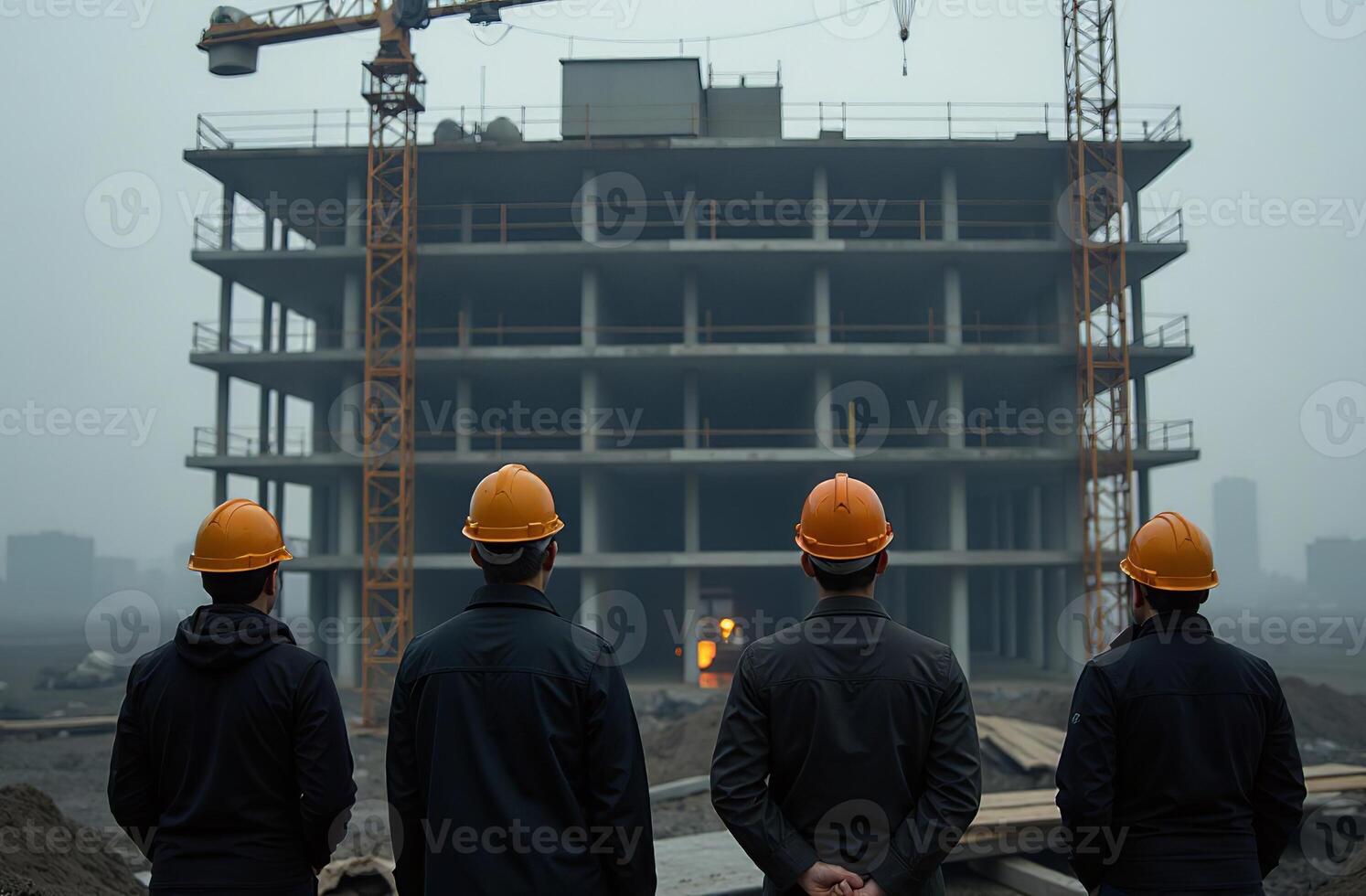 Engineer on constructing site, construction build building photo