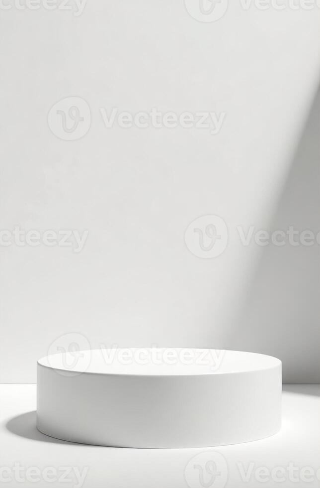 Podium cosmetic product on white background, free space for goods photo