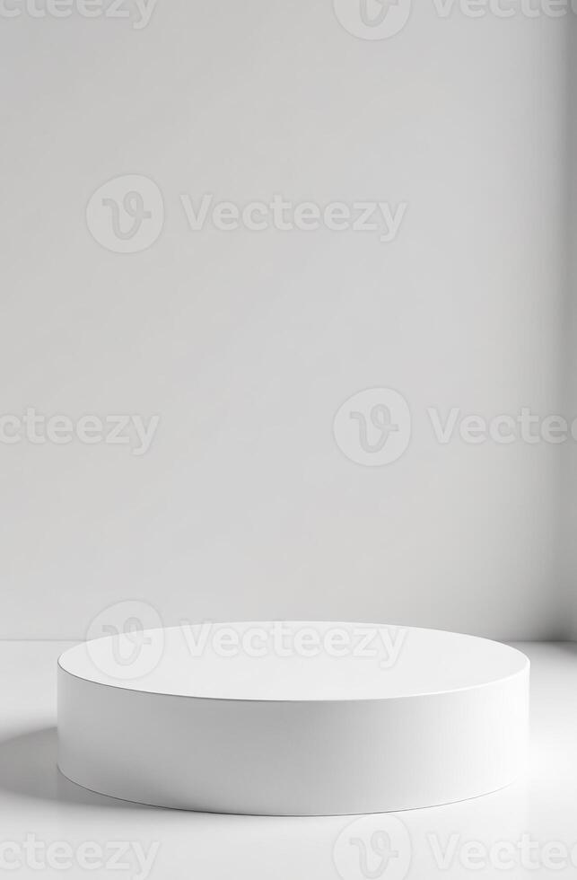 Podium cosmetic product on white, free space for goods photo