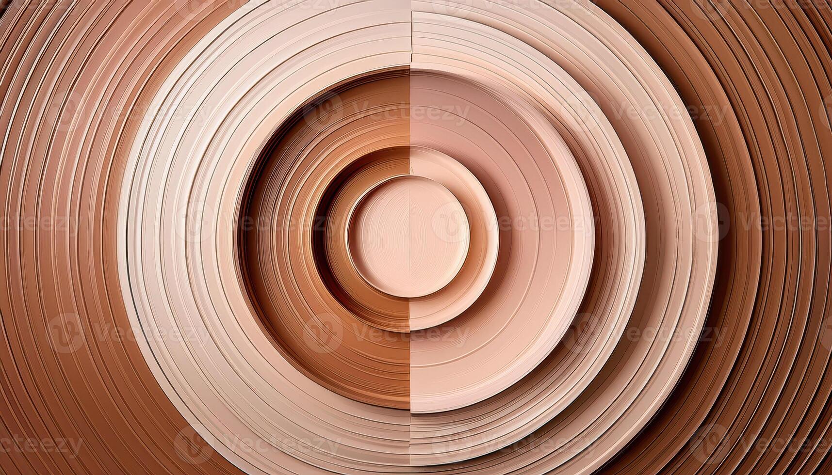 Abstract circular pattern of layered brown and beige wood textures photo