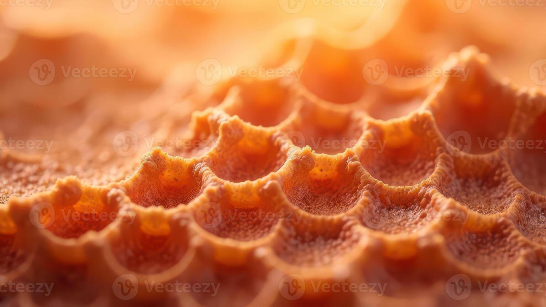 Close-up of honeycomb texture in golden light photo