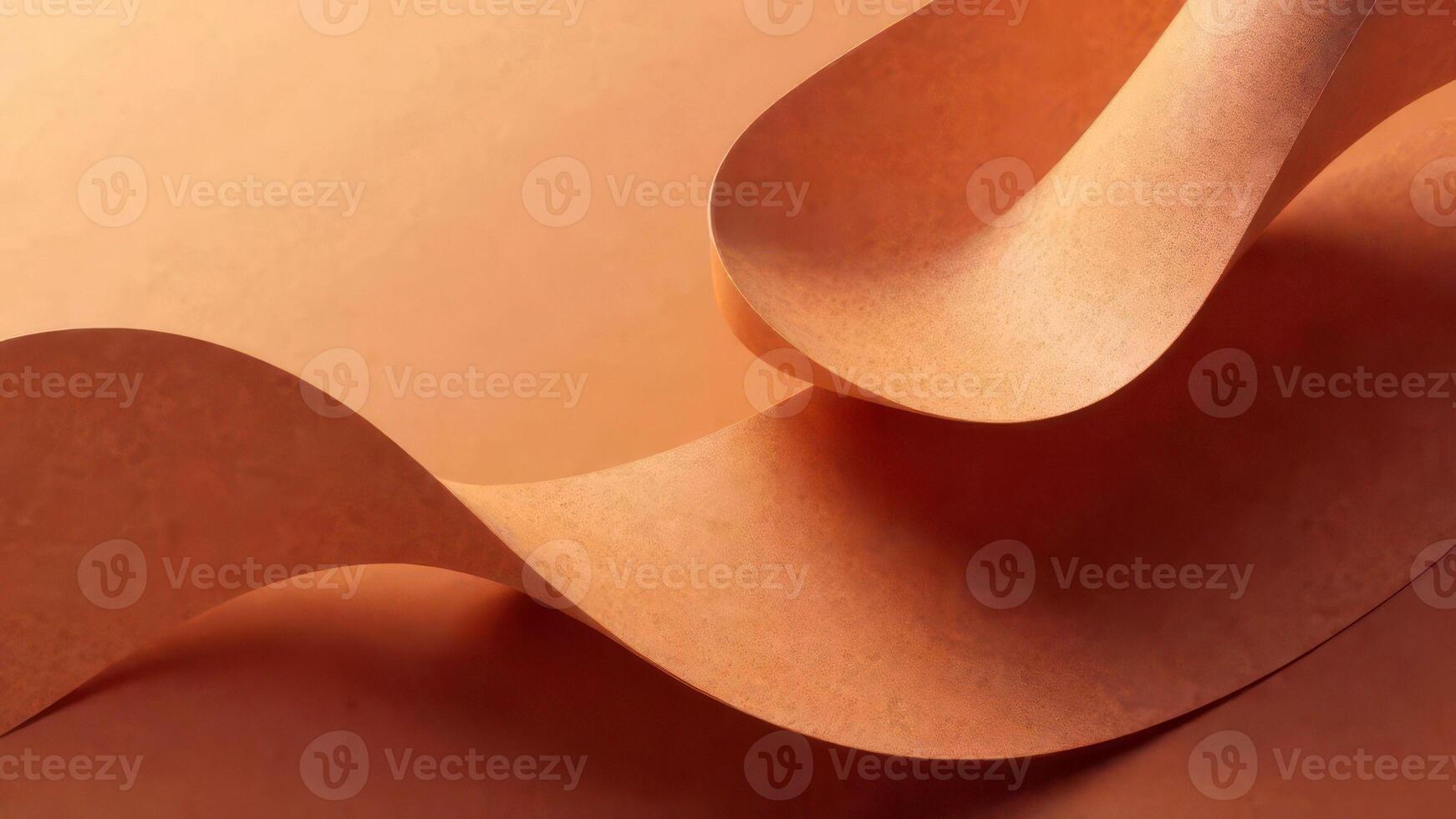 Elegant abstract curved paper design in warm beige and orange tones photo