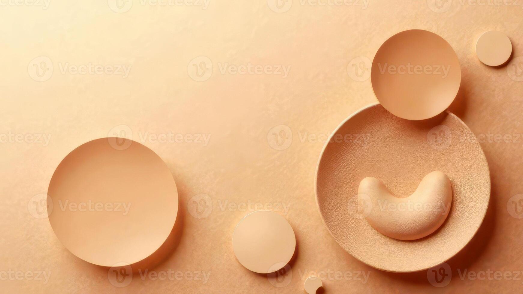Minimalist abstract composition with circular shapes on soft beige background photo