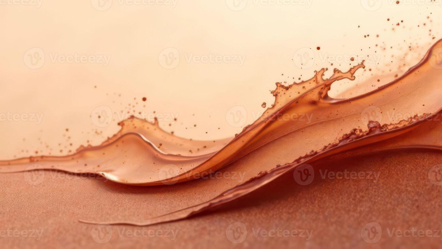 Flowing abstract wave of liquid chocolate with dynamic splashes photo