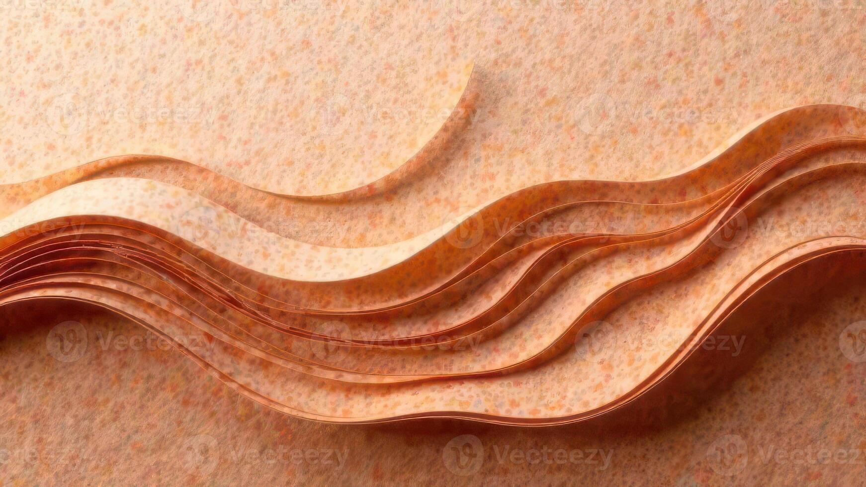 Abstract curved lines on textured surface in earth tones with wave patterns photo