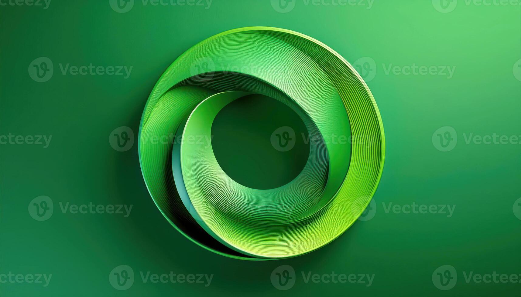 Abstract green circular design with intertwined geometric patterns on a gradient background photo