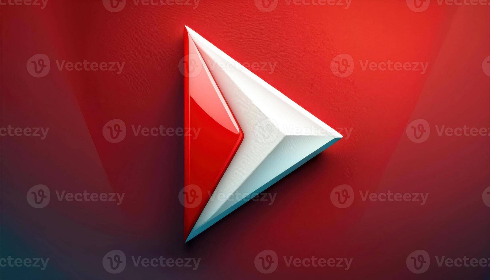 Red and white 3d geometric triangle design on gradient background photo