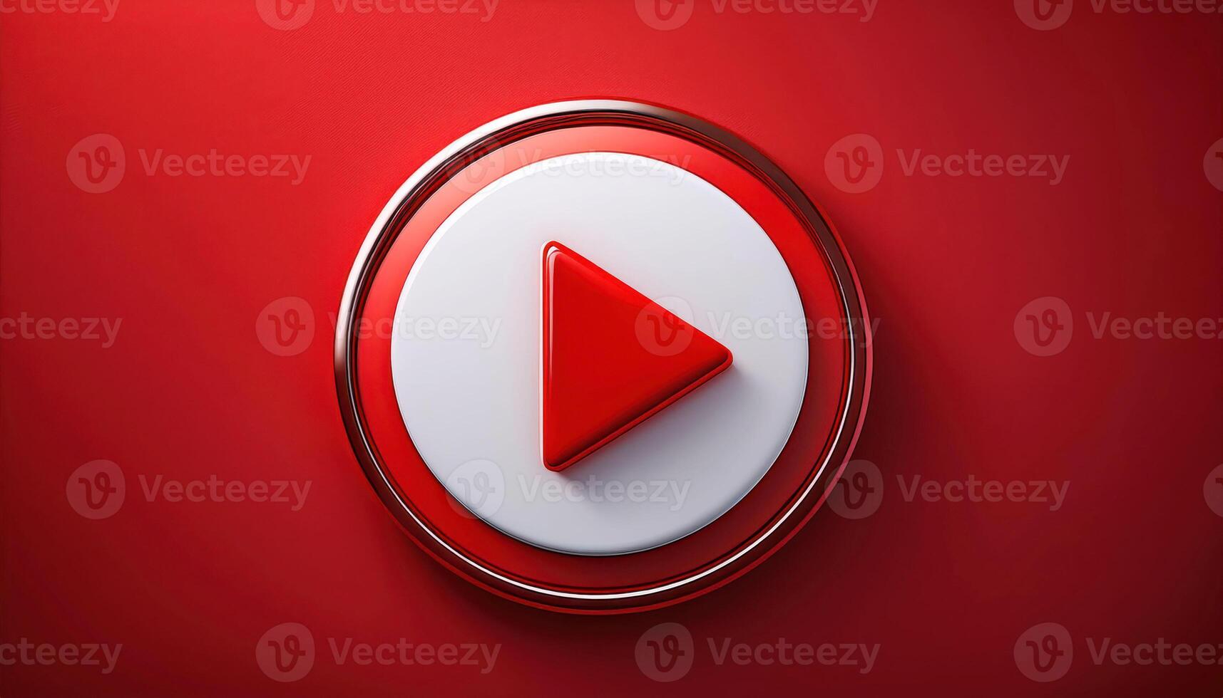 Red play button icon on white circle with red background photo
