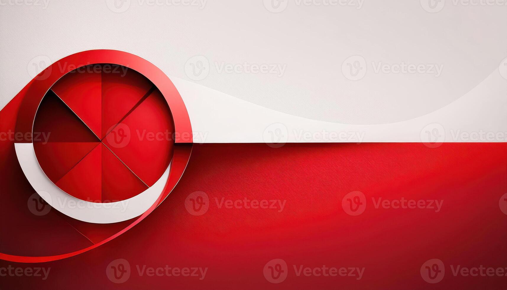 Abstract red and white geometric design with circular shapes photo