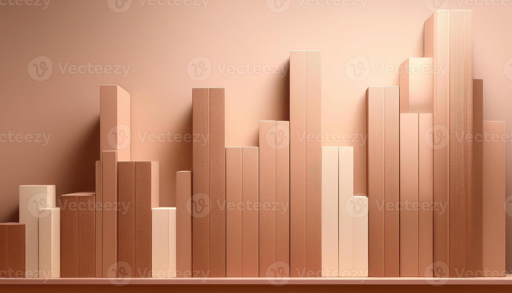 Minimalist beige bar graph with vertical rectangular blocks on neutral background photo