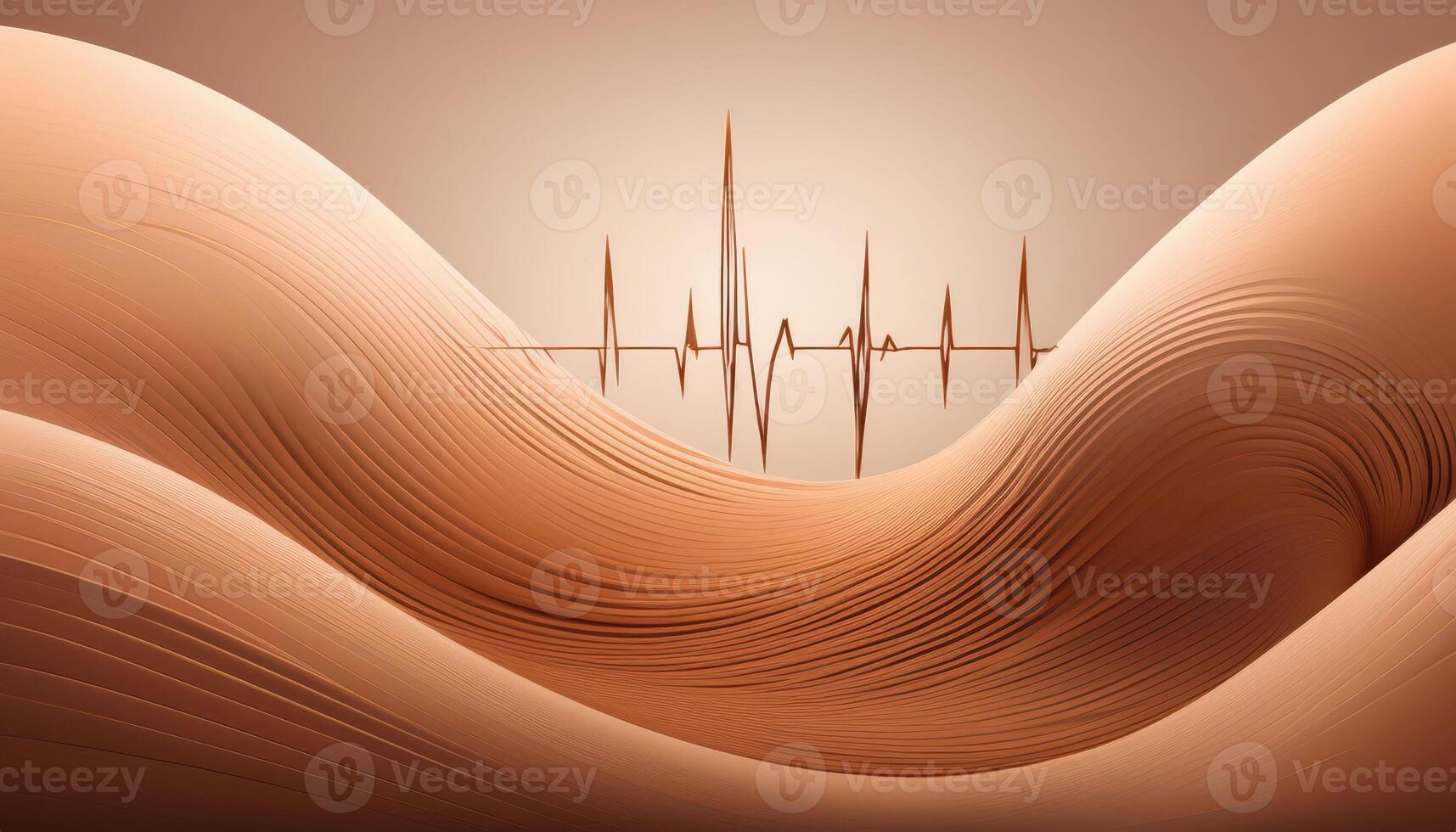 Abstract wavy texture with heartbeat line in warm earth tones, mocha mousse color photo