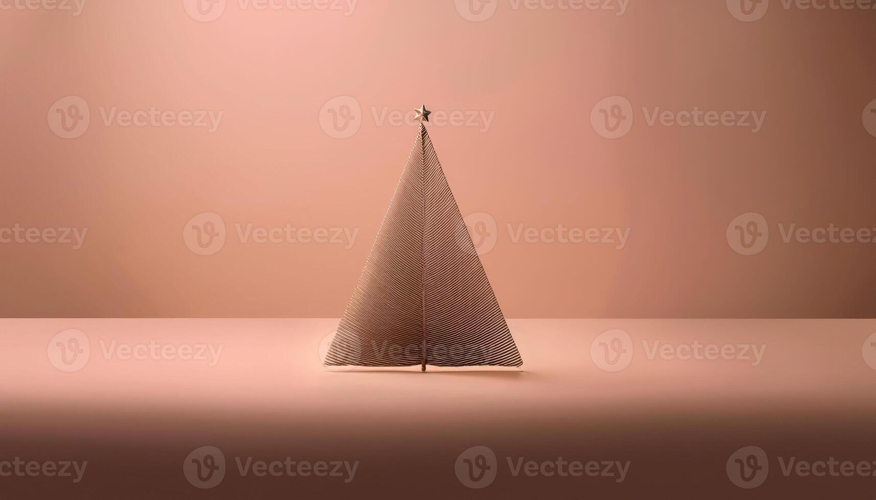 Minimalist modern christmas tree with star on neutral background photo