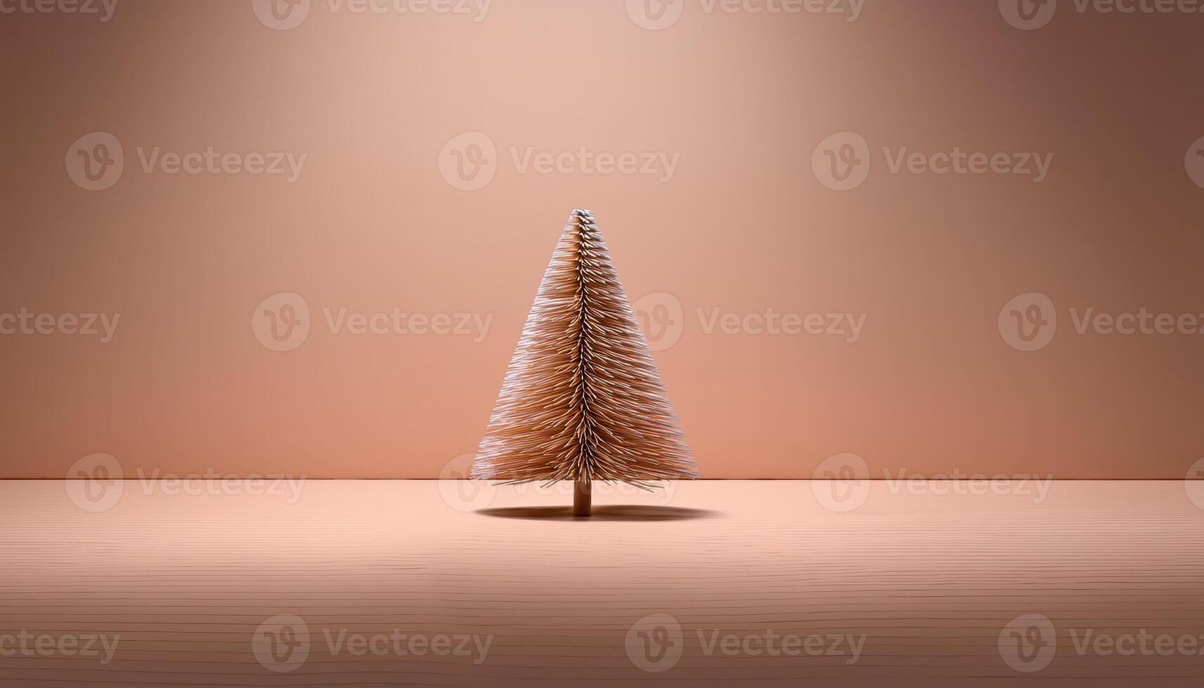 Minimalist wooden christmas tree on brown background photo