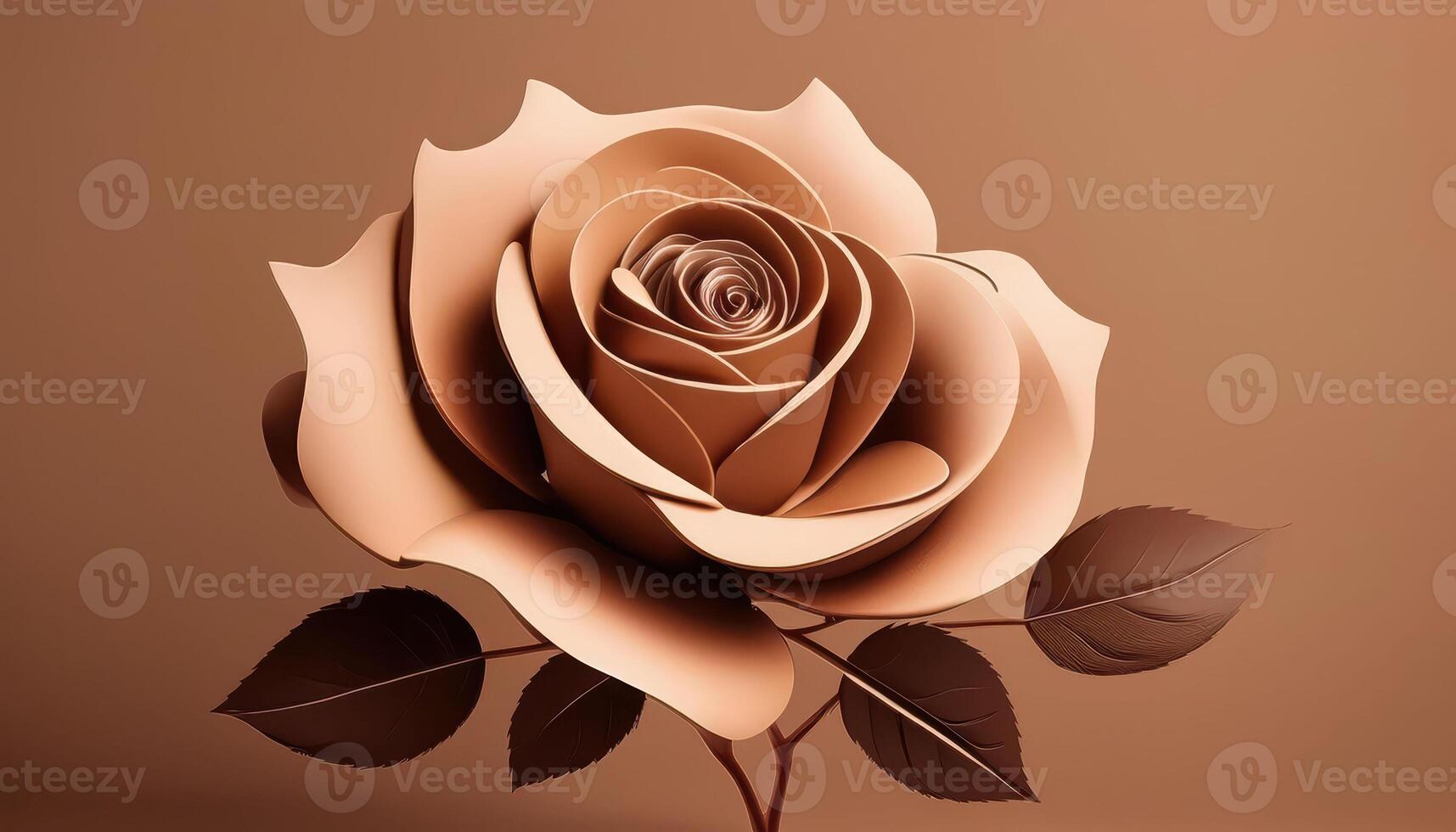 Elegant bronze rose with detailed petals on gradient background photo