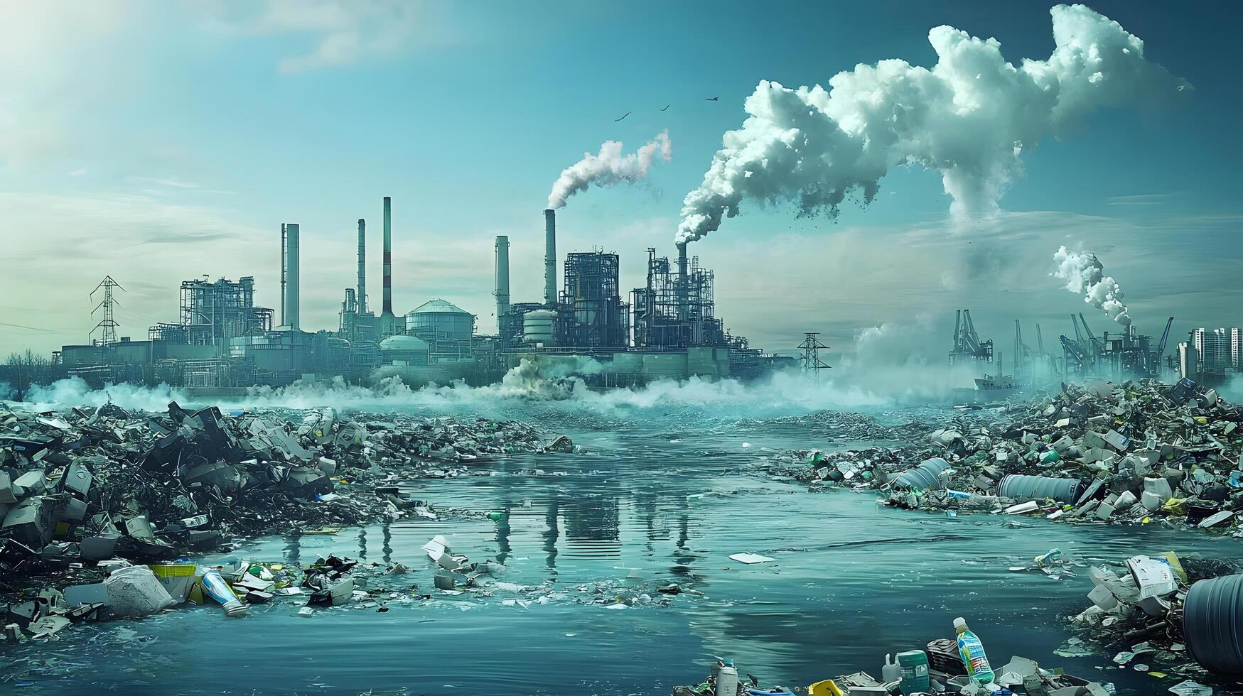 Industrial Pollution and Environmental Degradation in Urban Landscape photo