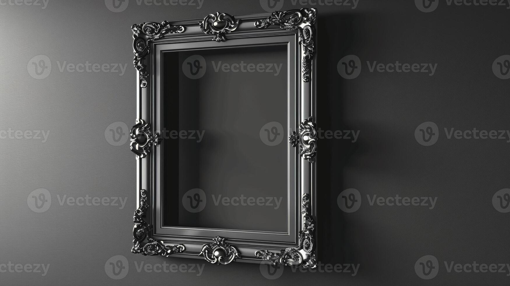 Elegant Vintage Frame with Ornate Design on a Dark Background photo