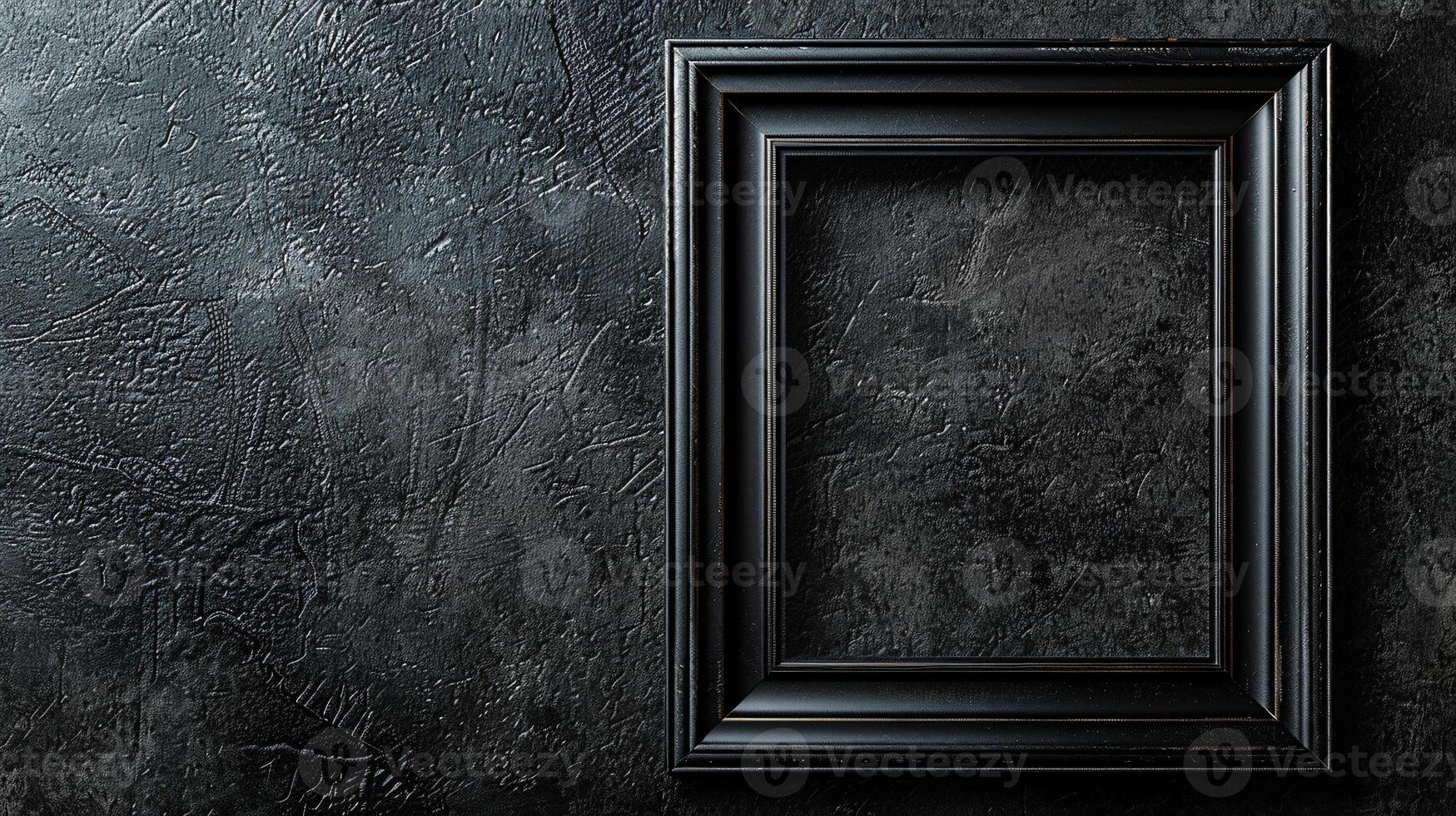 Elegant Black Frame Against Textured Dark Background for Art Display photo