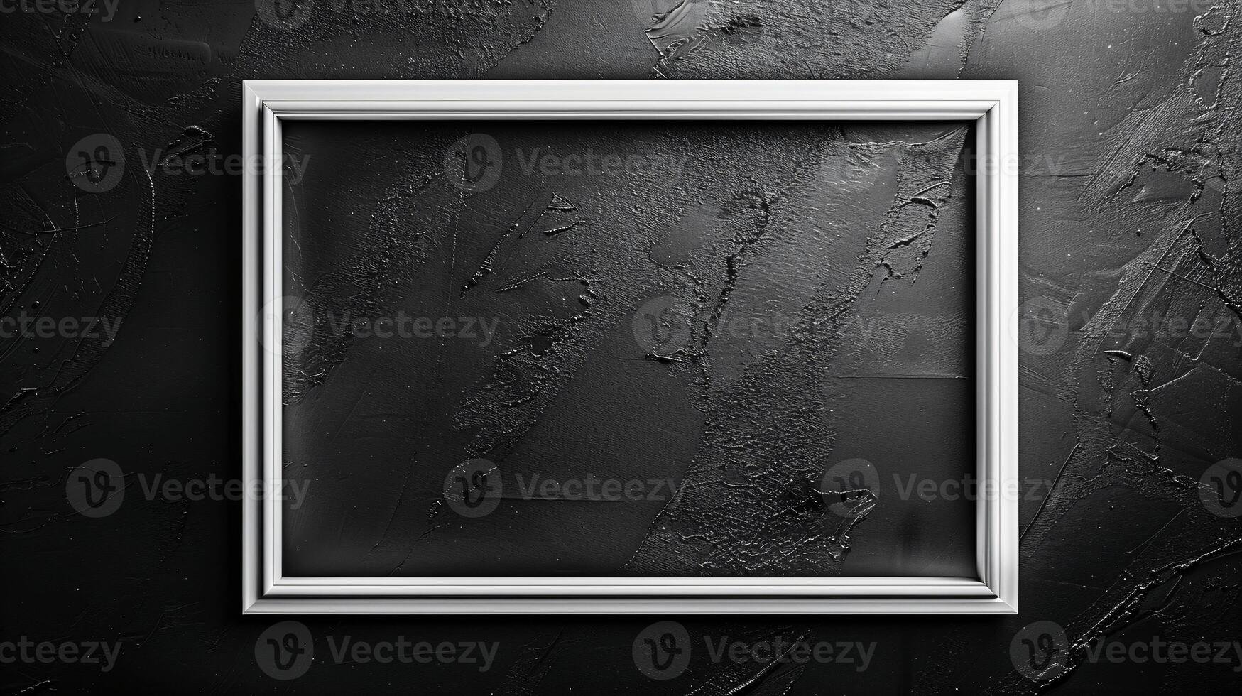 Empty White Frame Against Dark Textured Background for Display photo