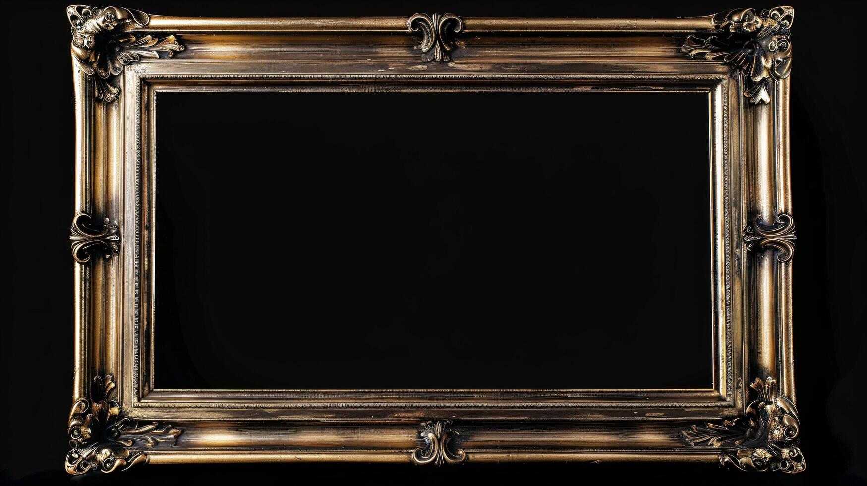Ornate Vintage Picture Frame Isolated on Black Background photo