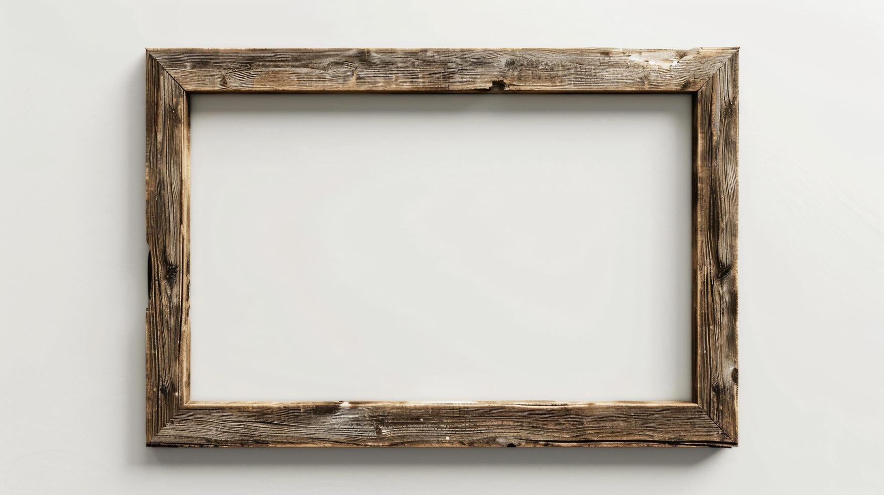 Rustic Wooden Frame on Blank Background for Artwork Display photo