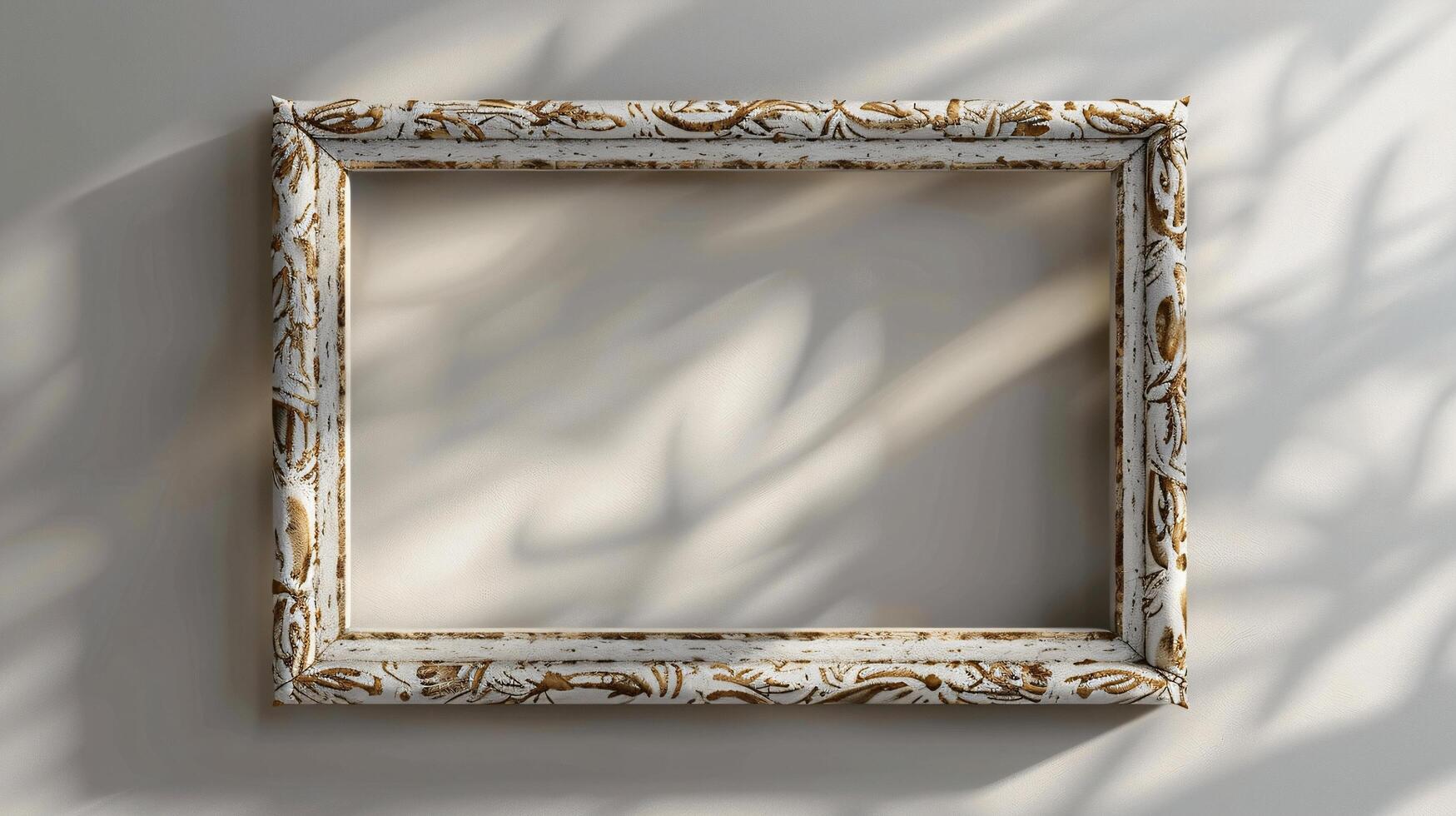 Vintage Ornate Picture Frame with Intricate Design and Shadows photo