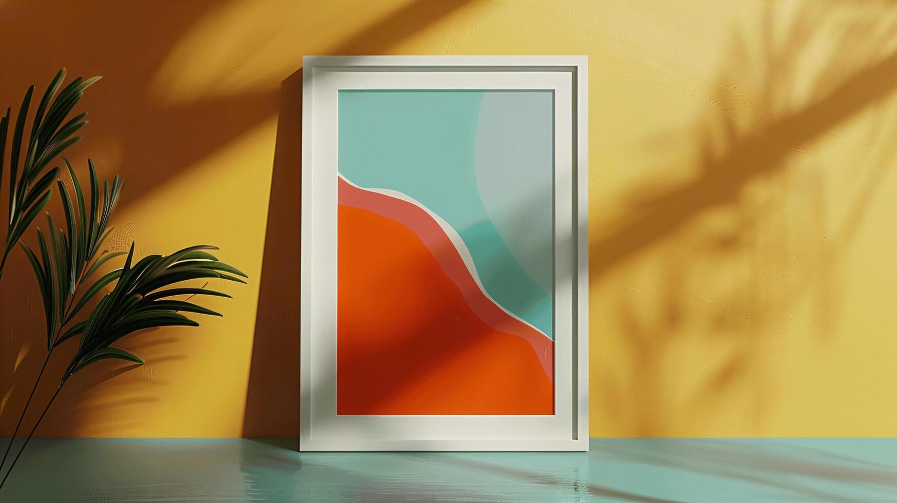 Abstract Art Print with Bright Colors Against a Colorful Background photo