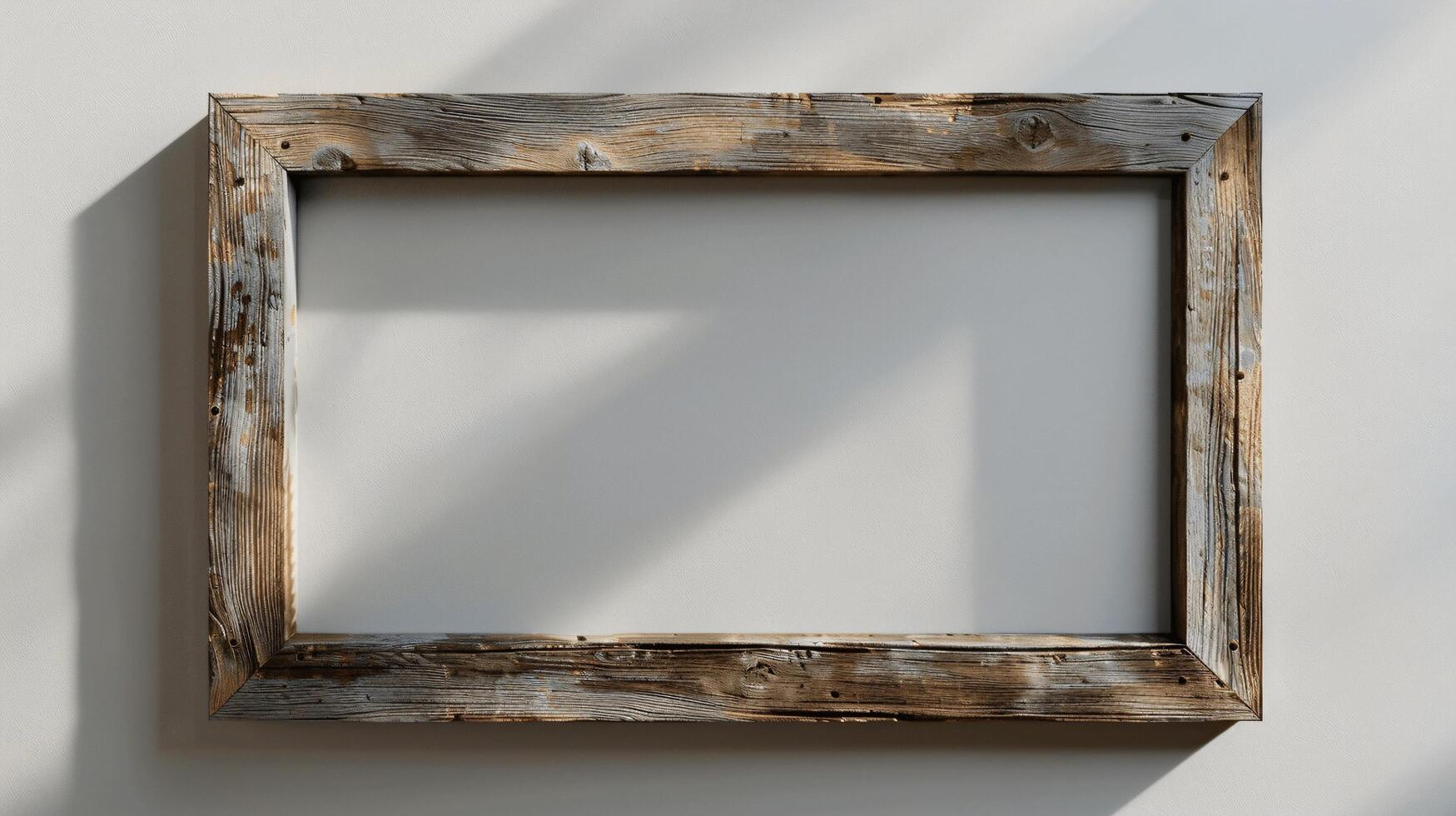 Rustic Wooden Photo Frame with Natural Texture and Shadow Play