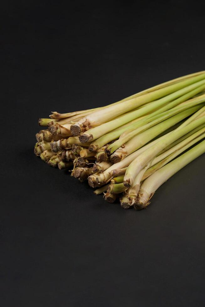 Lemon grass isolated on black background, high resolution photo. photo