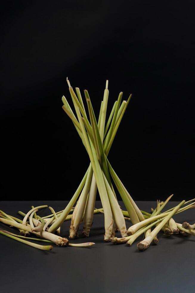 Lemon grass isolated on black background, high resolution photo. photo
