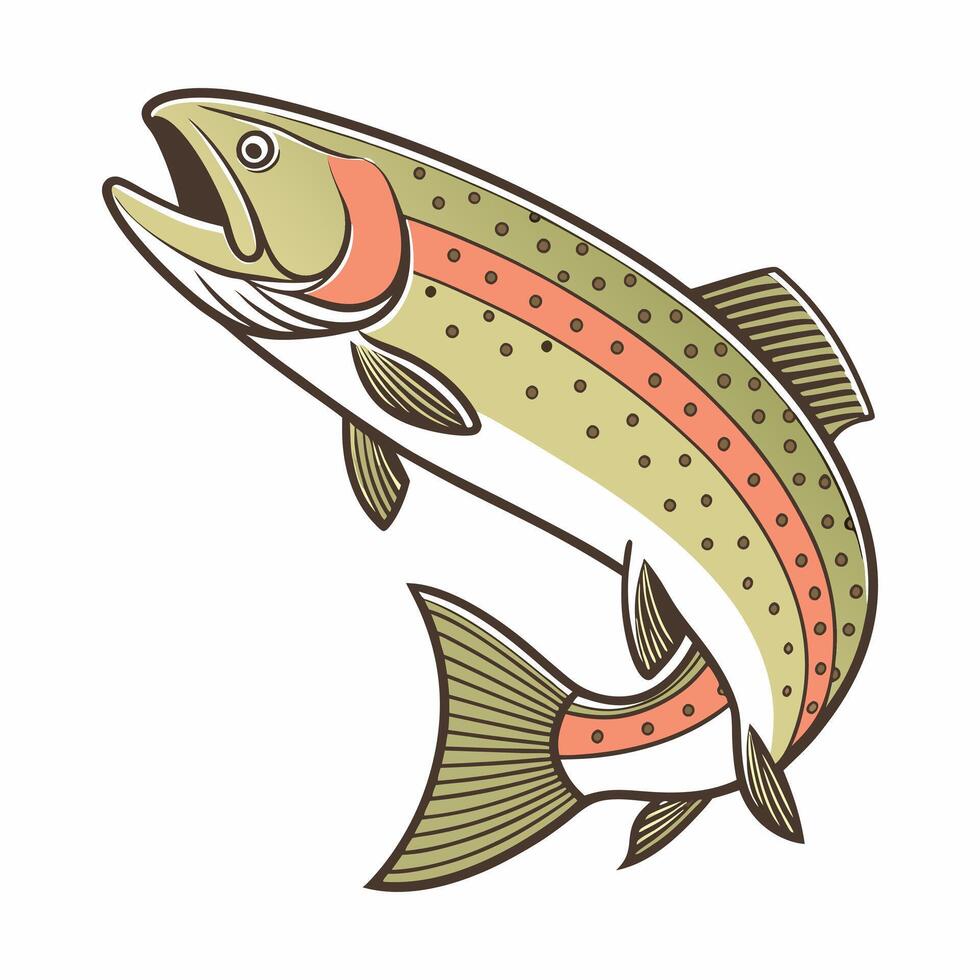 a trout fish jumping out of the water vector