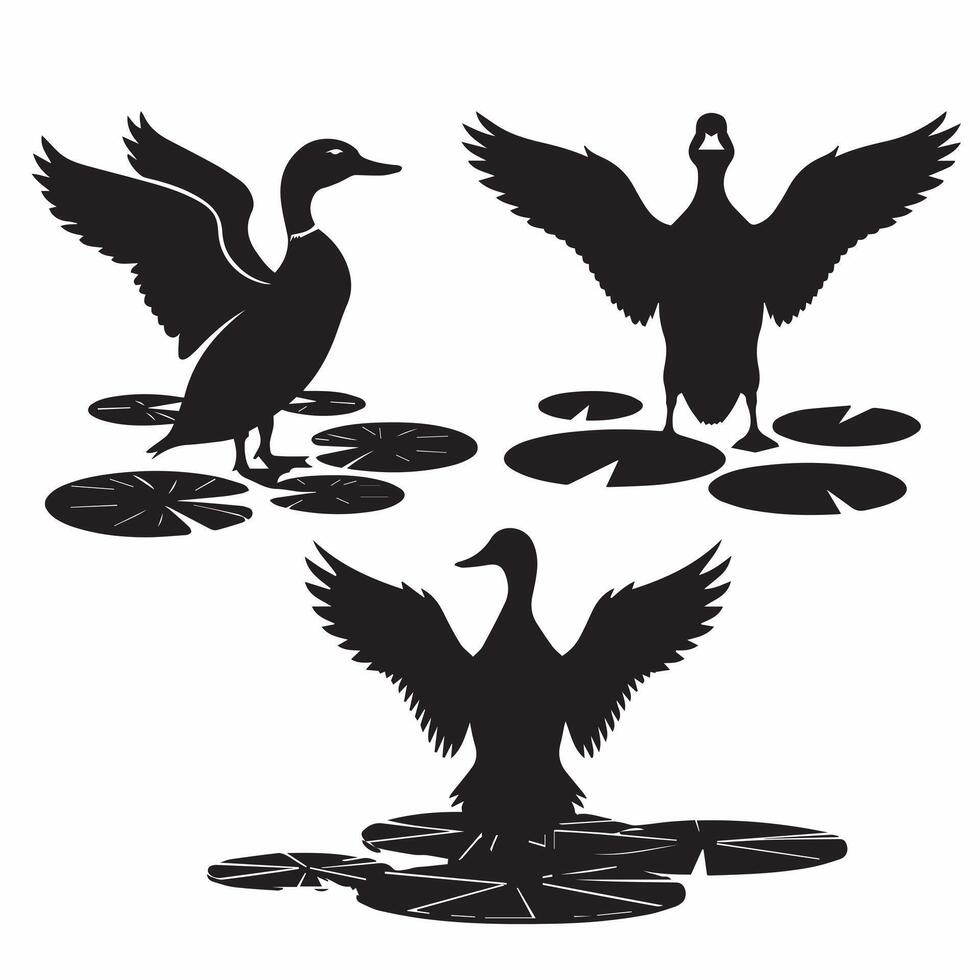Ducks set silhouette illustration vector
