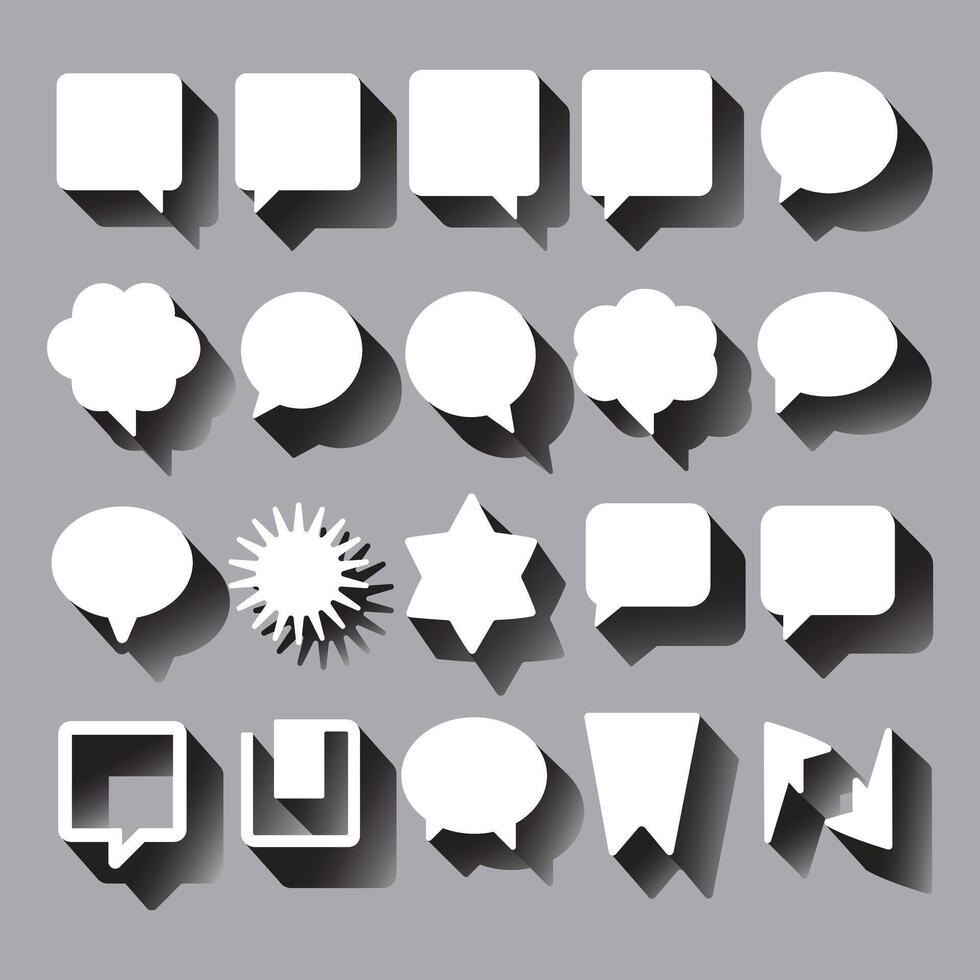 Speech bubble, Set of different shapes speech bubbles with shadow. vector