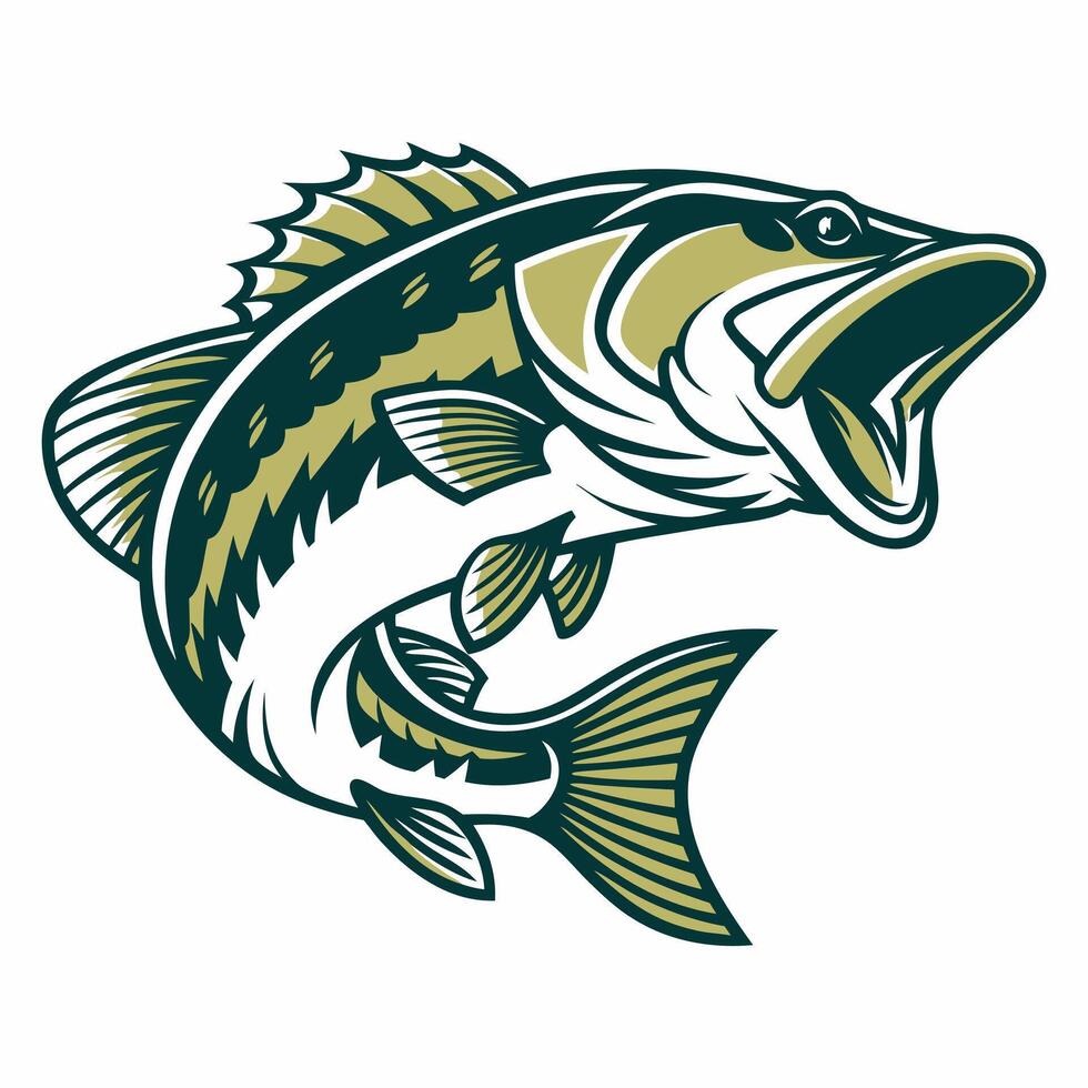 a large mouth bass fish with its mouth open vector