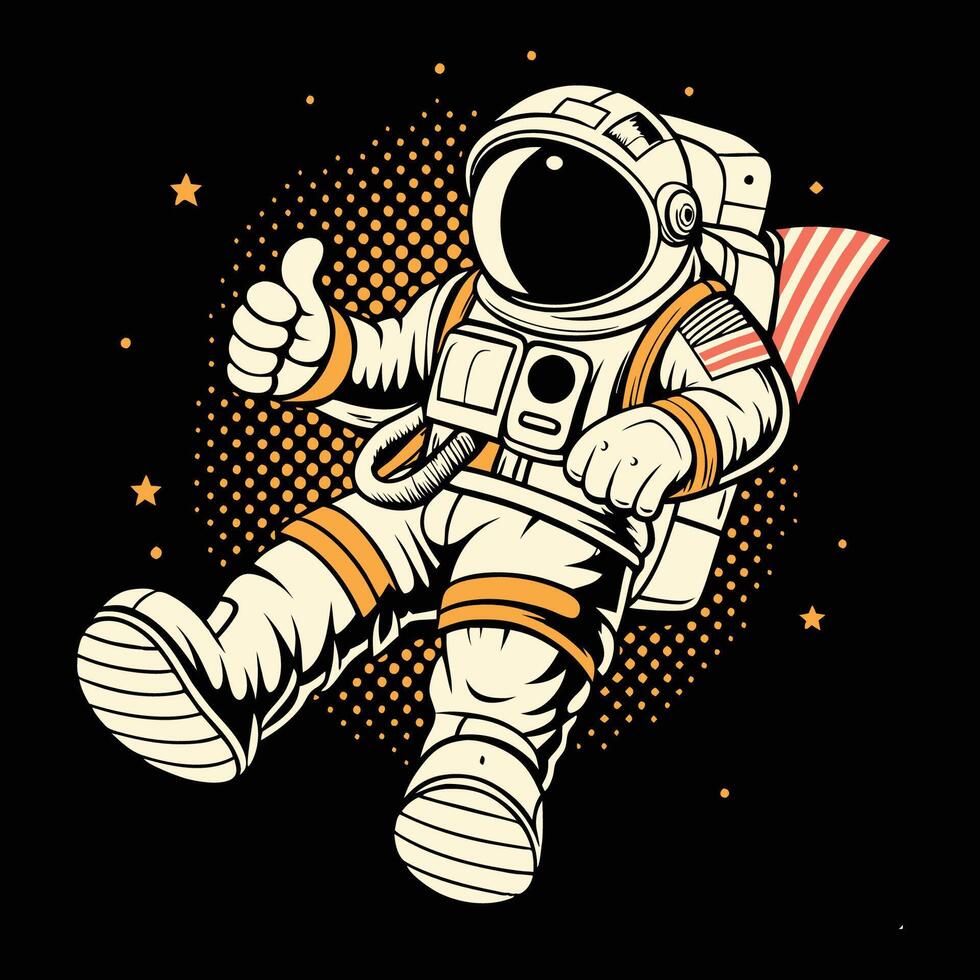 Astronaut flying on space vector