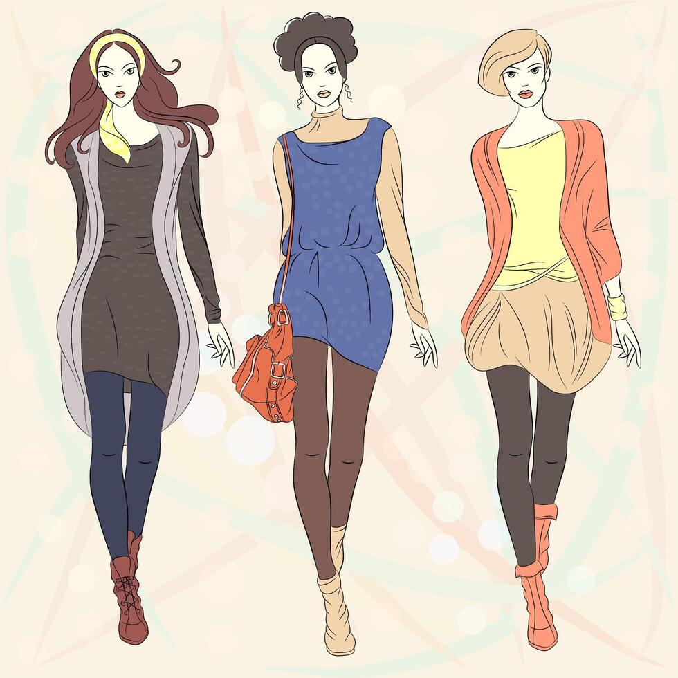 beautiful fashion girls top models vector