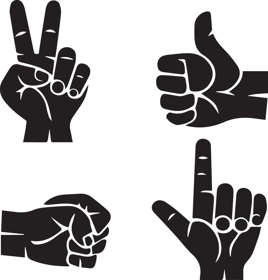 A set of unique hand silhouettes with different styles and shapes vector