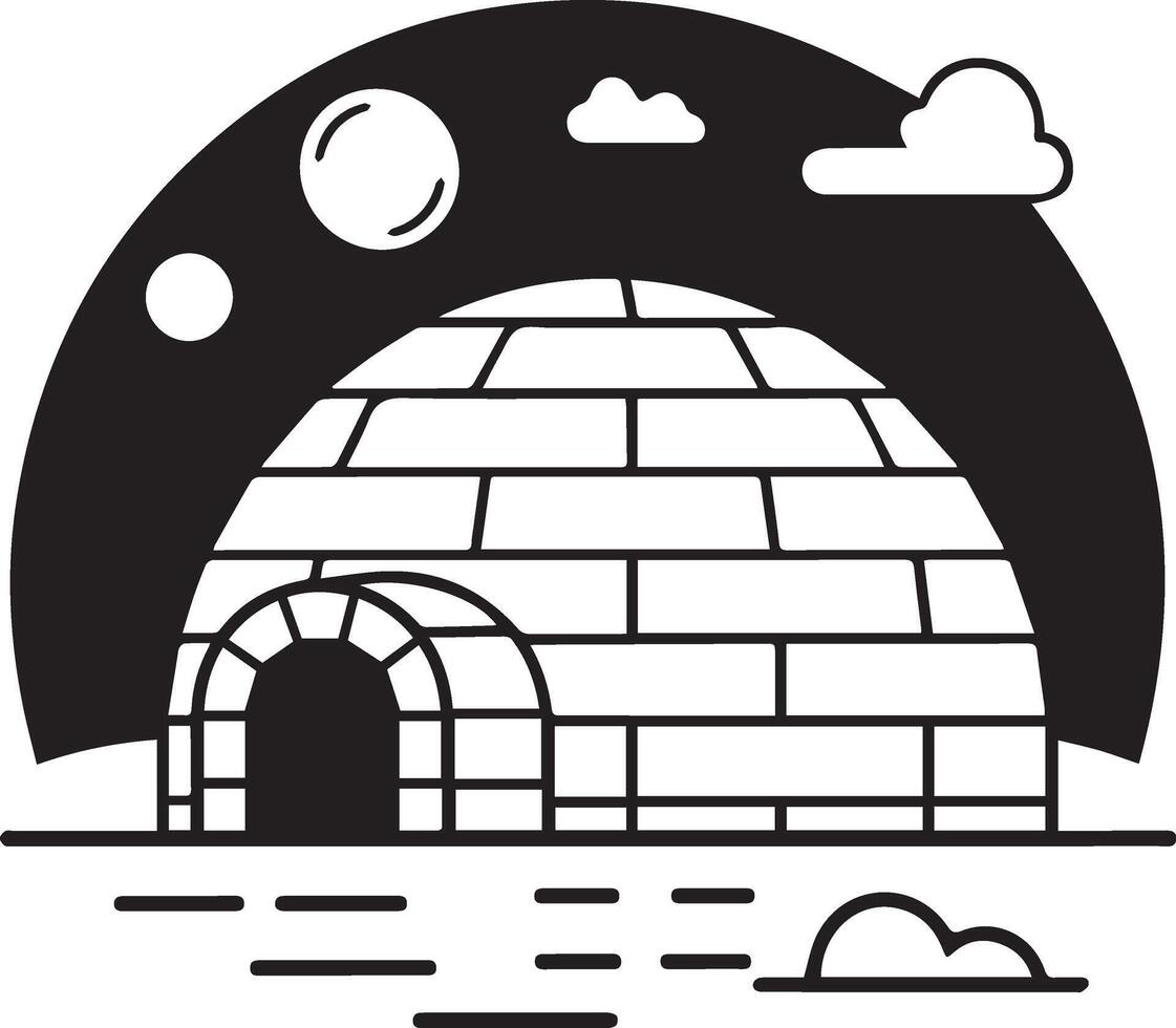 Igloo Flat silhouette illustration vector