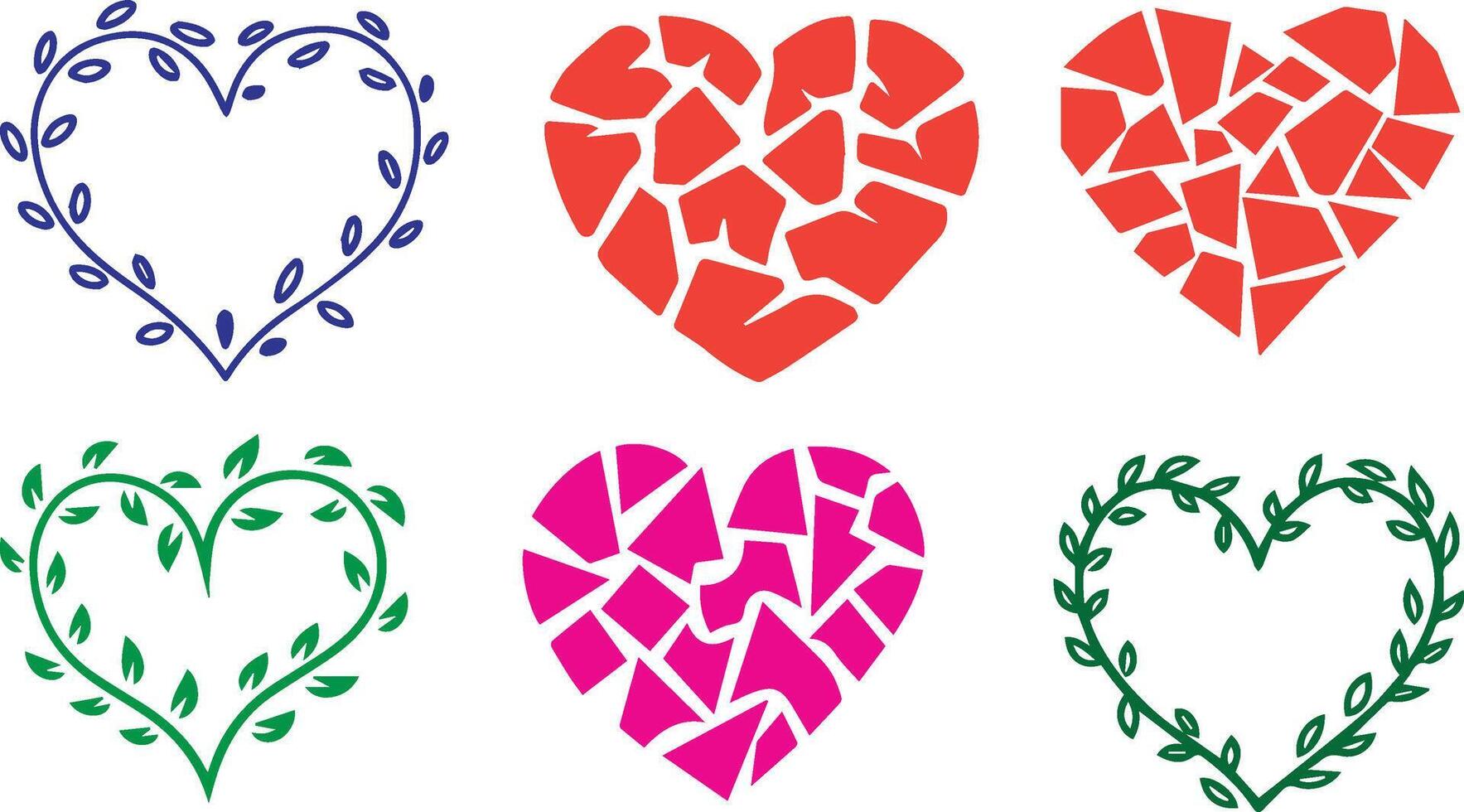 a illustration featuring a set of four unique heart-shaped silhouettes vector