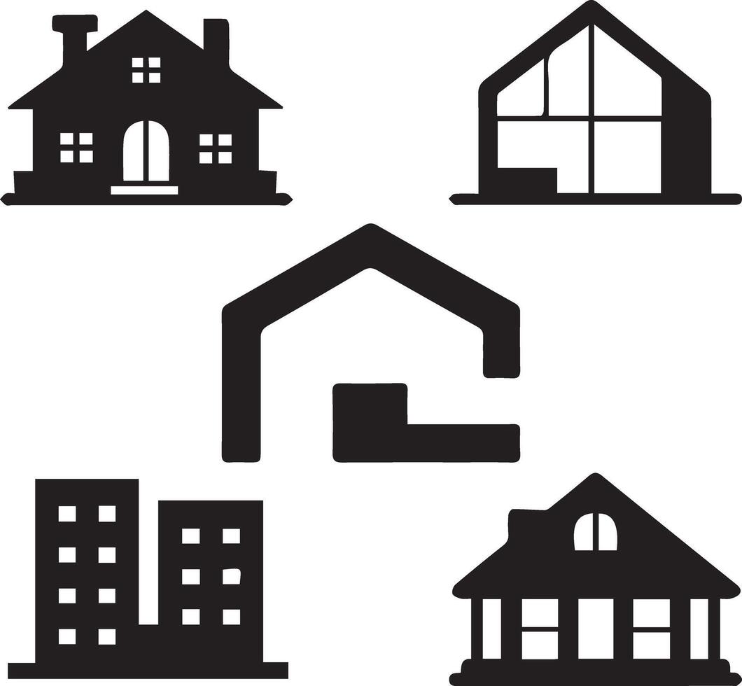 A set of House or home logo style silhouette image vector